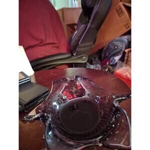 Vint A ge Murano Bullicante Art Glass Ashtray N amethyst N purple Hue A nd A...